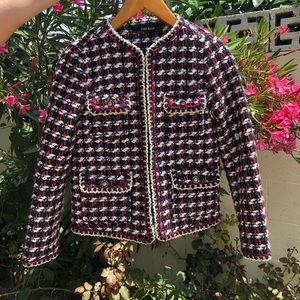 Zara Tweed inspired jacket coat red white blue